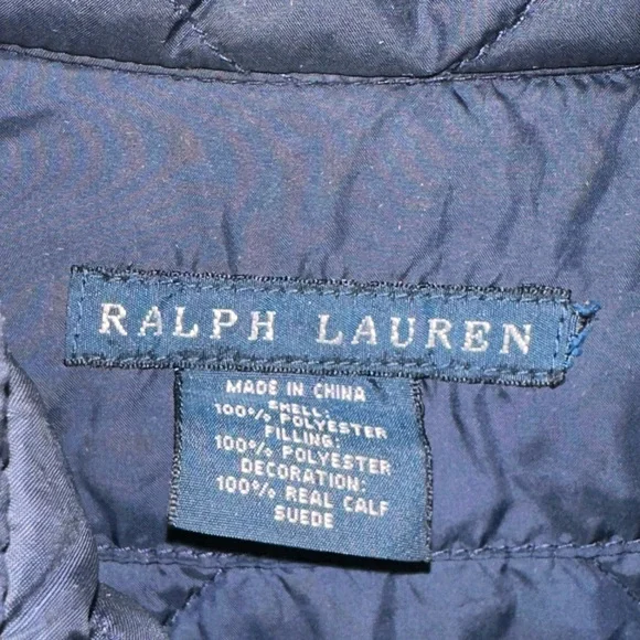 Ralph Lauren Navy Quilted Barn Jacket with Suede details - Picture 3 of 5